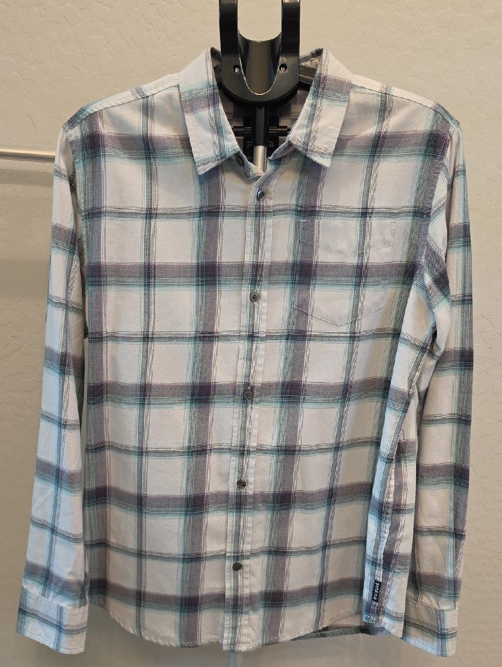 Prana Men's Plaid Button-Down Shirt - Gray and Green
